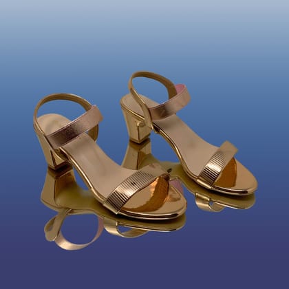 Rose Gold Block Heel Sandals-Rose gold / 36