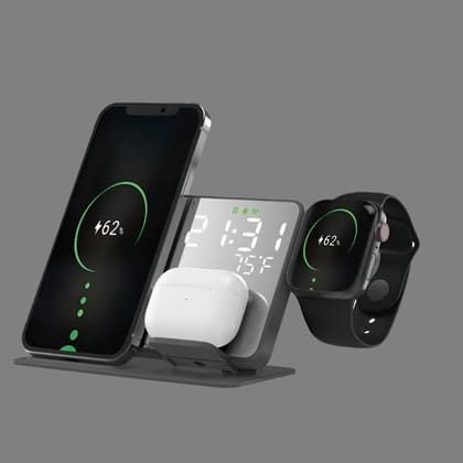 4 in 1 Wireless Fast Charger for iPhones With Alarm Clock