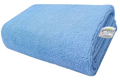 SOFTSPUN Microfiber Hair & Face Care Bath Towel - 1 pc, 60x120cm 340 GSM, Sky Blue, Ultra Absorbent, Super Soft & Comfortable, Quick Drying for Men & Women Daily Use - Pack of 1