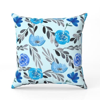 Blue floral 0.2-Satin Cushion / 18x18 / without