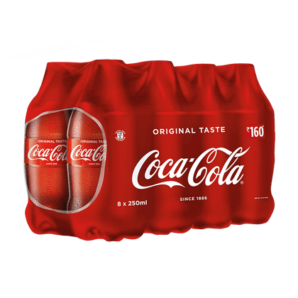 Coca Cola Soft Drink, 250 ml (Pack of 8)