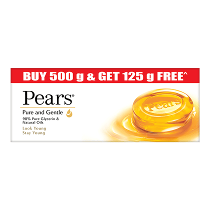 Pears Pure & Gentle Glycerin & Natural Oils Soap Bar, 98% Pure Glycerine & Natural Oils, 125 G