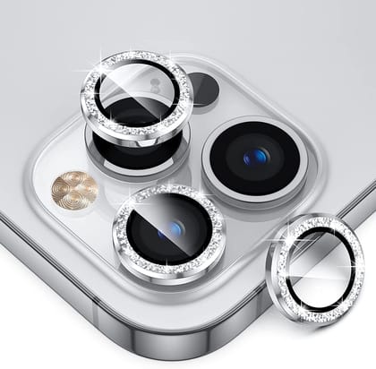 iPhone 13 Pro Diamond Ring Camera Protector-Mobilebies.in-Silver