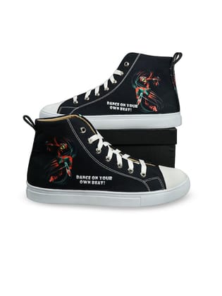 Men Printed Canvas Mid-Top Sneakers