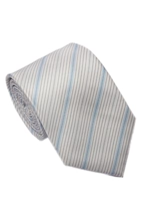 Men's Striped Formal Necktie - Grey & White-Free / Grey & White