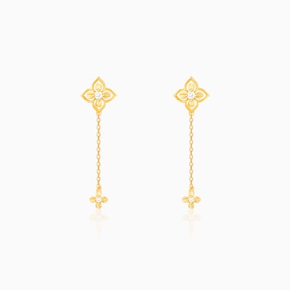 Golden Artsy Floral Earrings