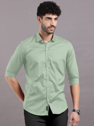 Glacial Green Plain Shirt-42 - XL