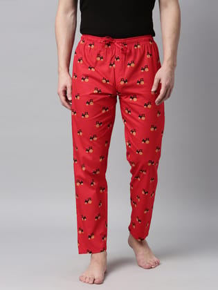 Red Printed Lounge Pant-M