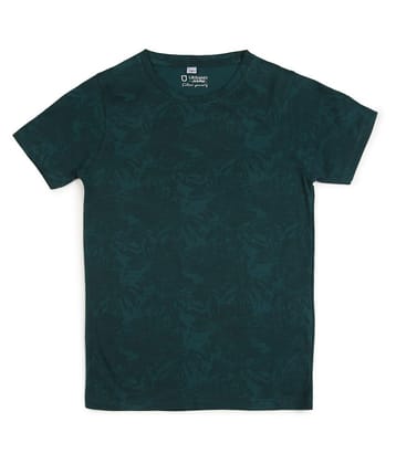 Urbano Juniors Boy's Dark Green Printed Half Sleeve Regular Fit Cotton T-Shirt - None