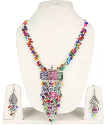 Sunhari Jewels Multi Color Alloy Necklace Set ( Pack of 1 ) - Multi Color