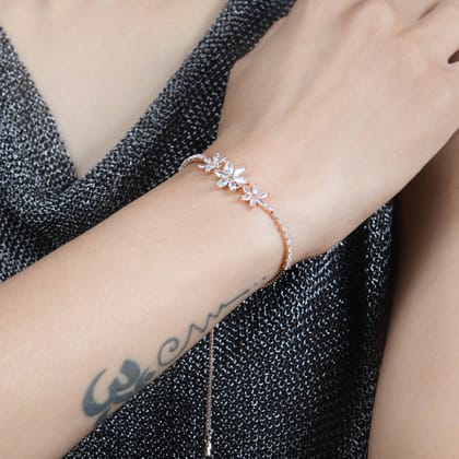 Rosegold Frozen Flowers Bolo-bracelet