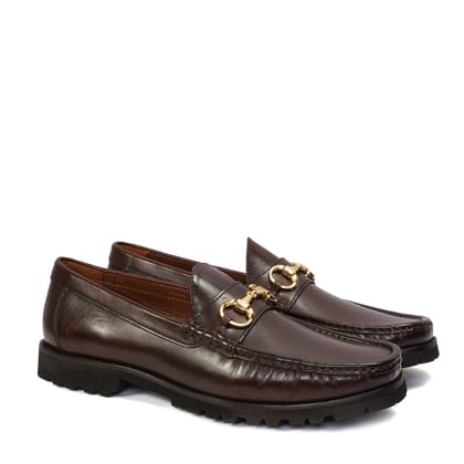 Light Weight Chunky Sole Loafer in Dark Brown Leather-40/6