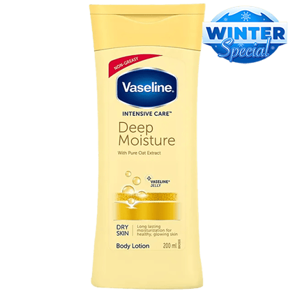 Vaseline Intensive Care Deep Moisture Body Lotion - Dry Skin, With Pure Oat Extract, Long Lasting Moisturization, 200 Ml