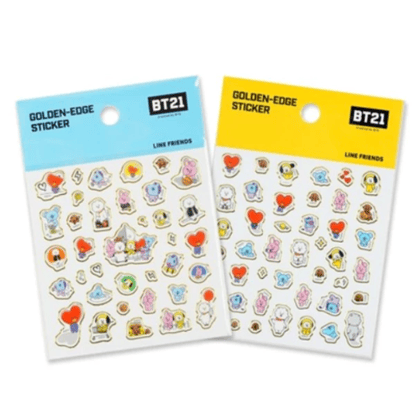 BTS BT21 OFFICIAL GOLDEN-EDGE STICKER-Blue