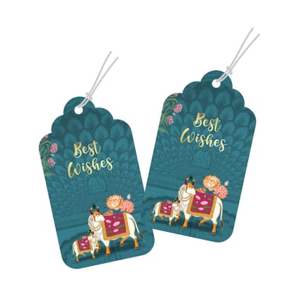 Luxe Personalised Gift Tags - Pichwai Theme-25 gift tags / Blue