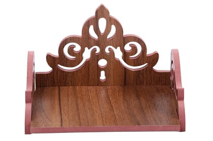 OM JEWELRY Wooden Small Temple for Home|Puja Mandir|Wall Hanging and Table Top Home Mandir Temple|Home Decor Beautiful Wooden Temple (Y15, Hindolo Brown)