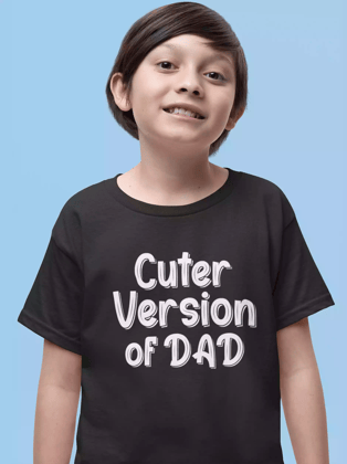 Cuter version of DAD - Sukhiaatma Unisex Graphic Printed Kids Black T-shirt-6-12 Months