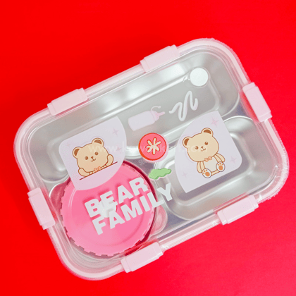 Bear Family Lunch Box - Pink