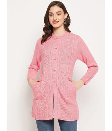 zigo Woollen Round Neck Women's Buttoned Cardigans - Pink ( ) - None