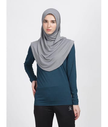 REVEIL Grey Polyester Stitched Hijab - Single - Free Size