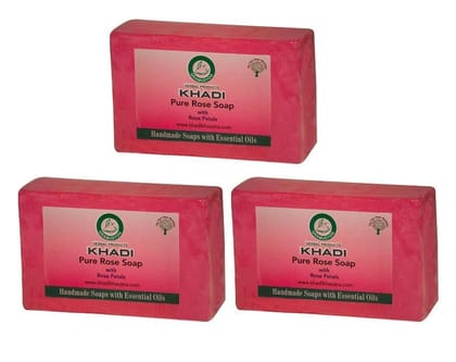 Khadi Herbal Rose Soap 125 gm Pack of 3