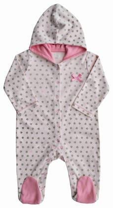 Leaf Allover Print Full Romper with hood & feet/Hoody Sleeper(100% Cotton)