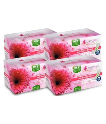 everteen Daily Panty Liners With Antibacterial Strip for Light Discharge & Leakage in Women - 4 Packs (36pcs Each)