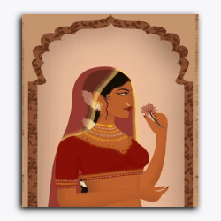 Ancient Queen - Raja Rani Collection-Without Frame / 18x20 inch / 24 Palette