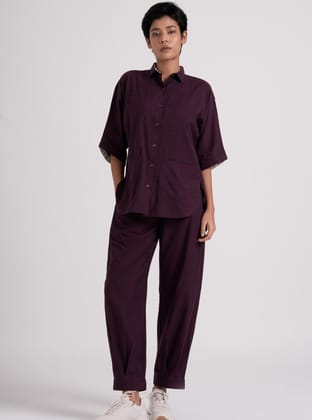 Lava Shirt & Blaze Pant Co-ord - Dark Purple-XS