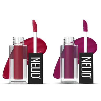 NEUD Matte Liquid Lipstick Combo - Peachy Pink and Boss Lady With Two Lip Gloss Free