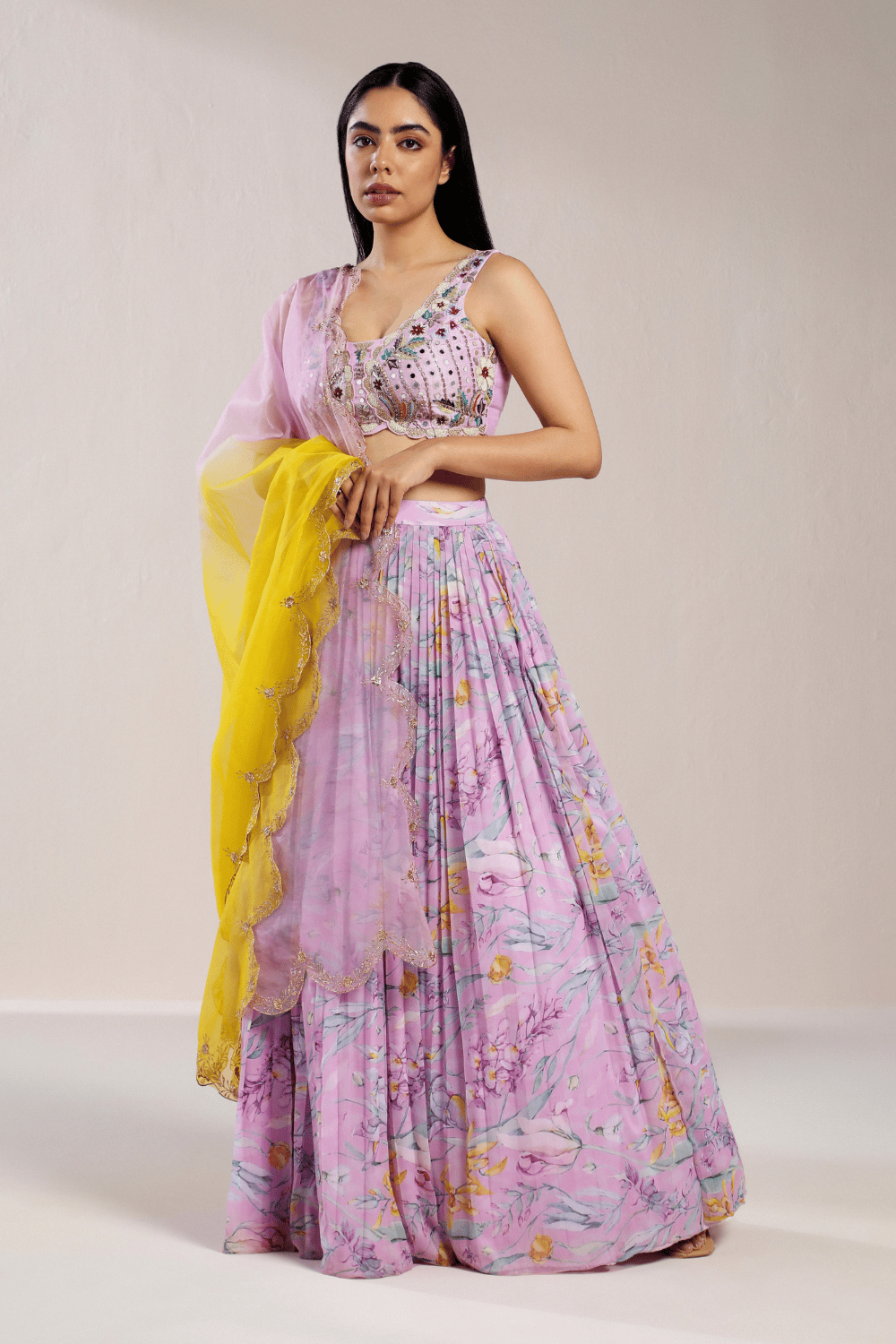 LAVENDER PRINTED LEHENGA SET-XS