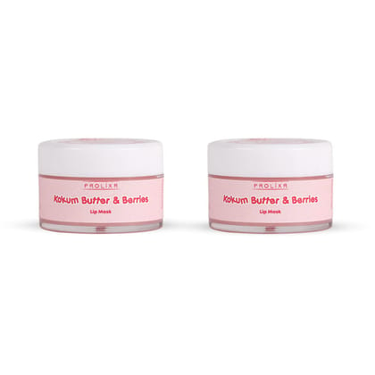 Prolixr Kokum Butter Berry Lip Mask - Overnight Hydration for Chapped, Dark, Dry Lips - All Skin Types - Cruelty Free - Pack of 2-Prolixr Kokum Butter & Berry Lip Mask - Overnight Hydration for C