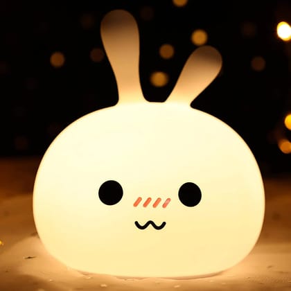 Trademine Night Lamp for Kids, Silicone Cute Little Bunny Table Lamp, Birthday Gift for Girls/Boys, Colour Changing with USB Rechargeable Night Light for Kids Bedroom