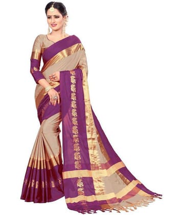 fab woven - Multicolour Silk Blend Saree With Blouse Piece ( ) - Multicolour