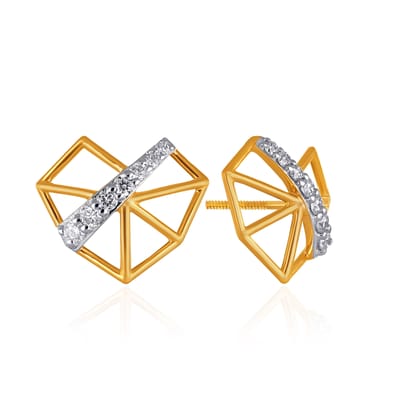 Senco Gold Linear Facets Diamond Earrings (14K Yellow Gold /FG-SI /1.4 g /0.16 Ct)