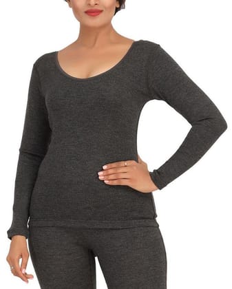 Monte Carlo Pure New Merino Wool Machine Washable 3/4 Sleeves Round Neck Thermal for Women Black Color-32 / XX-Small