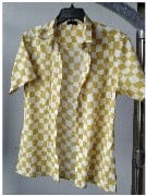 Yellow White chess board shirt-S / Yellow