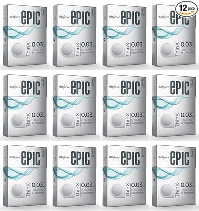 MANFORCE Epic Thinx Condoms for Men| Ultra Thin with 0.03 mm Thickness | 3 Count x 12 Condom  (Set of 12 36 Sheets)