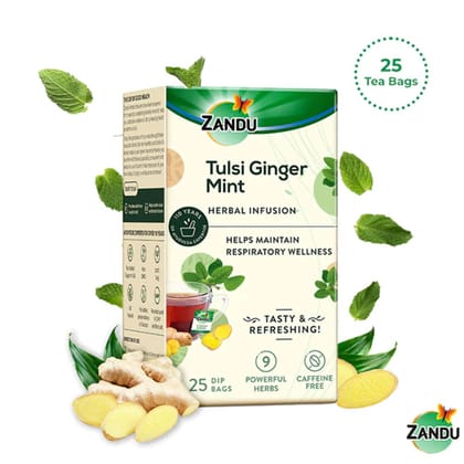 Tulsi Ginger Mint Herbal Infusion (25 Tea Bags)