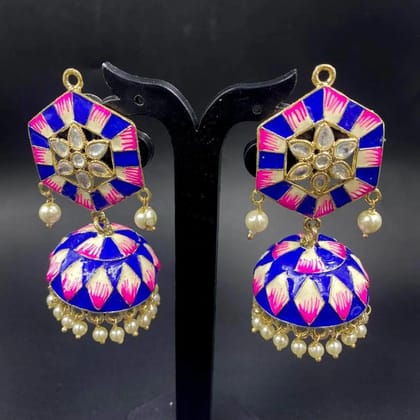 ZEVAR I Enamel Jhumki Earrings/Indian Traditional Handmade Jhumki Earrings/Meenakari Earrings