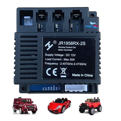 MM TOYS JR1958RX-2S 12V 2.4G 7 Pins Reciever Motor Controller Control Box For Kids Electric Car Replacement Part Accessory - Black