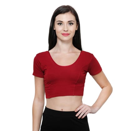 Vami Women's Cotton Stretchable Readymade Blouses -True Red S