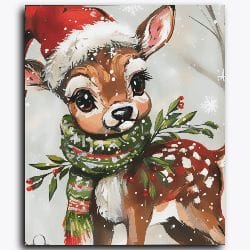 Snow Kissed Cute Littler Deer-Without Frame