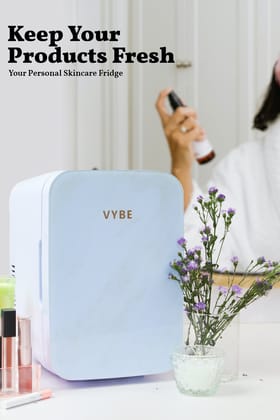 Vybe Mini Beauty Fridge (6 Liter):Ac/Dc Portable Thermoelectric Cooler & Warmer.Also Used As Car Mini Fridge For Long Travel.Used To Store - Serums,Moisturizers,Toners, Cream,Nail Polish (Vybe100