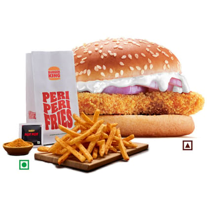 Crispy Chicken Burger+Peri Peri Fries(Reg).