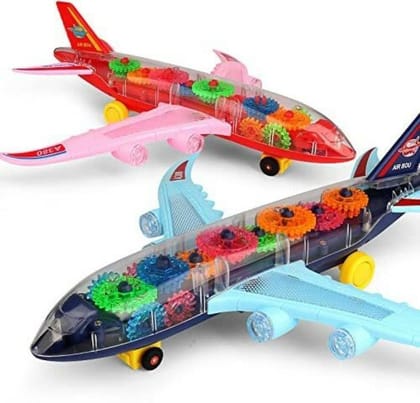 Gear Airplane Toy for Kids with 3D Light Music & 360 Degree Rotation  (Multicolor)