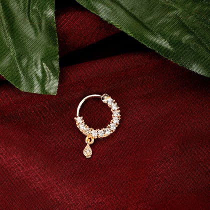 White CZ Gold Nose Pin-White / Gold Plated