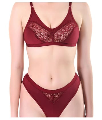 TCG Maroon Cotton Lycra Bra & Panty Set - 28