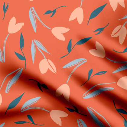 Tulips on orange-Cotton