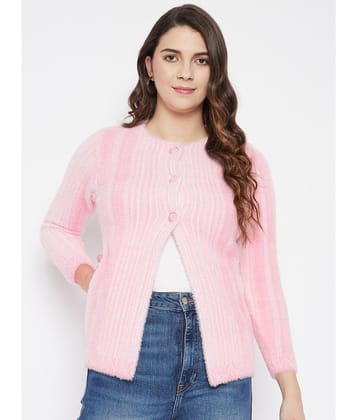 zigo Woollen Round Neck Women's Buttoned Cardigans - Pink ( Single ) - None